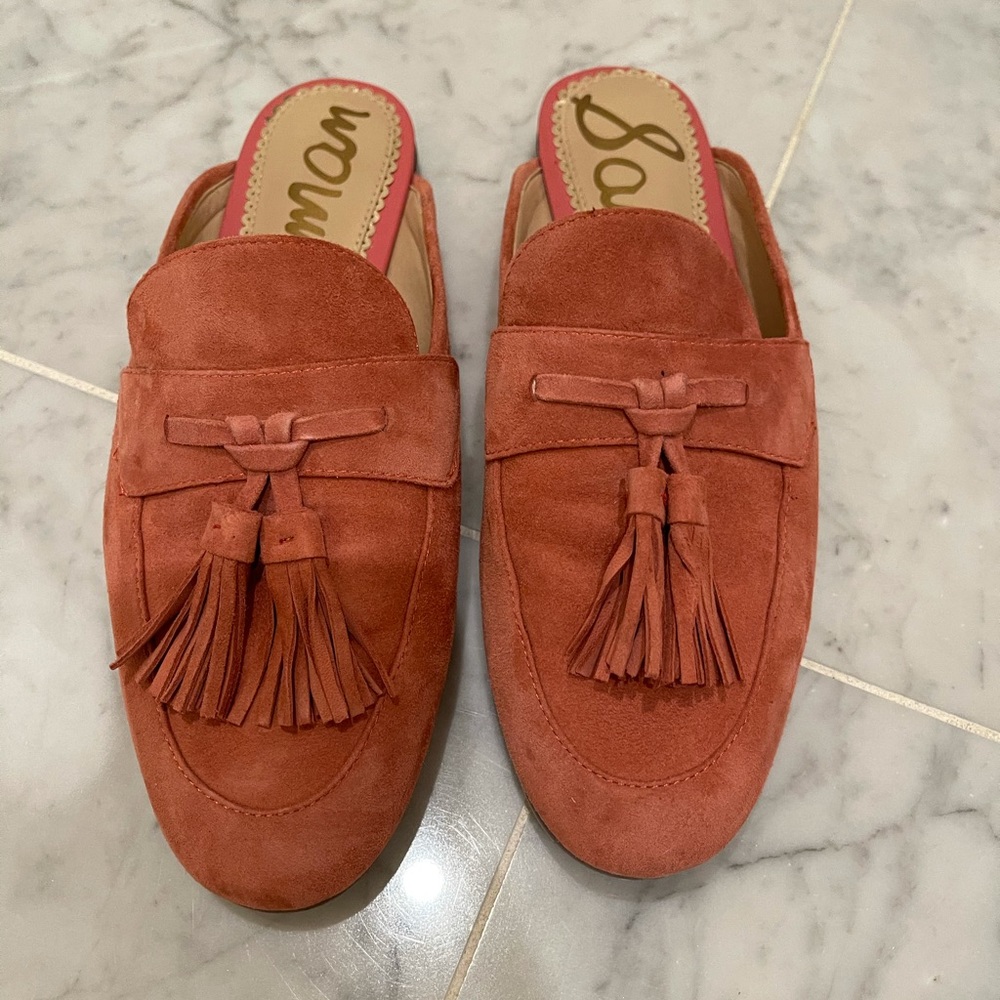 Sam Edelman mules in a dusty rose mule. EUC.